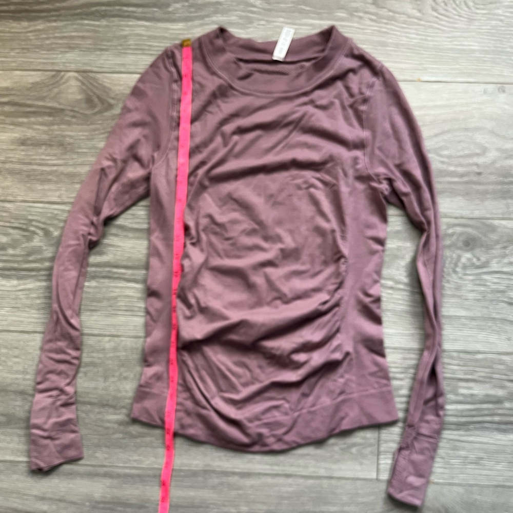 Athleta Mauve Purple Long Sleeve Fitted Tight Bodycon Yoga Workout Top Size M - Picture 5 of 7